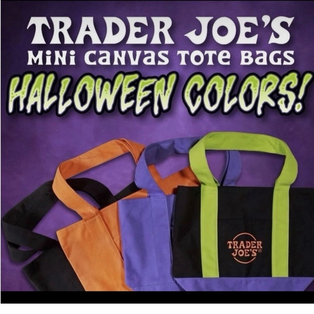 Trader Joe's Halloween Canvas Tote Bag - Black and Orange